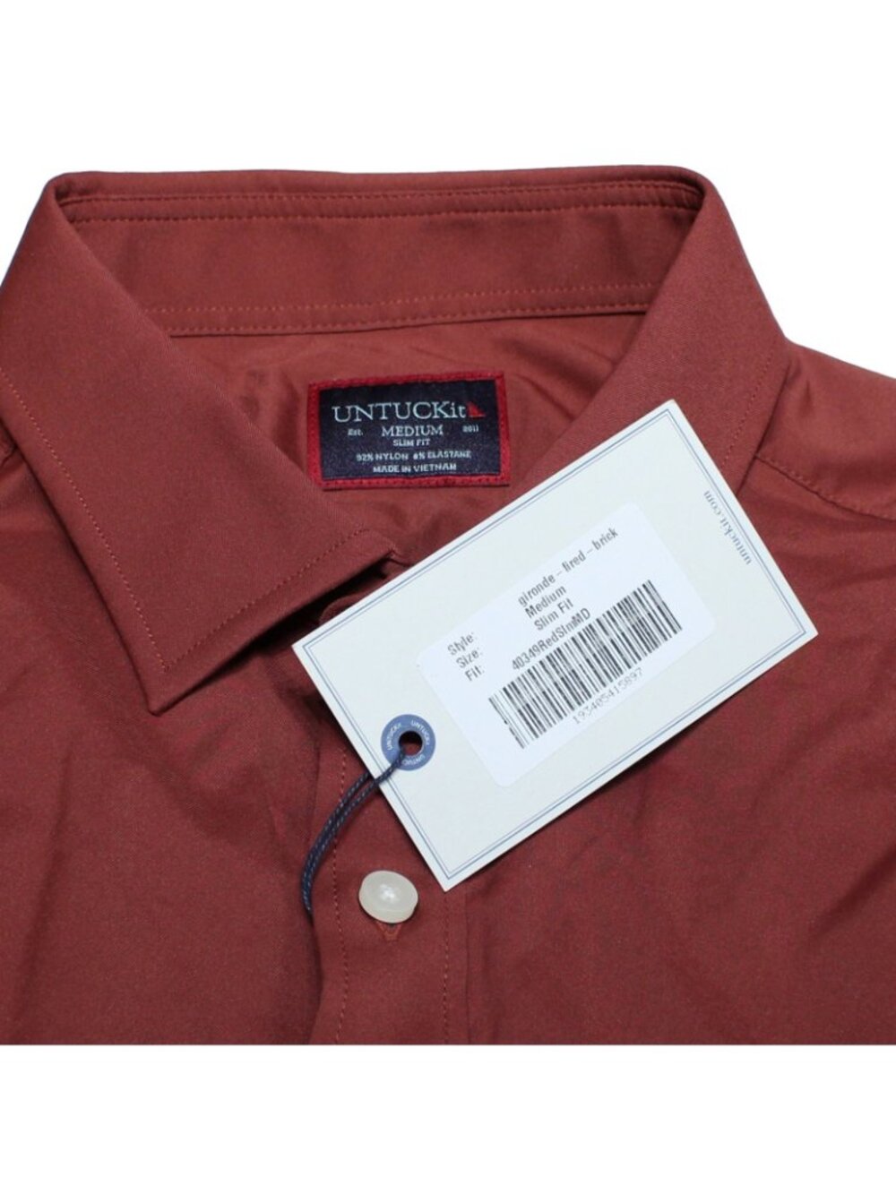Untuckit Men's Performan Gironde Slim Fit Medium NWT 40349Red - Picture 6 of 8